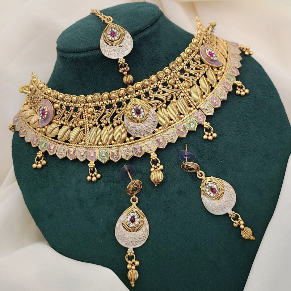 Buy Cubix Chokar Necklace Set For Women Online | Roodap