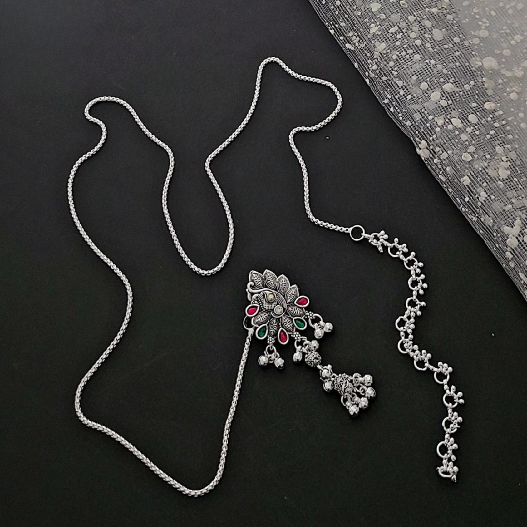 Buy Flake Silver Kandora Waist Belt Jewellery For Women Online | Roodap