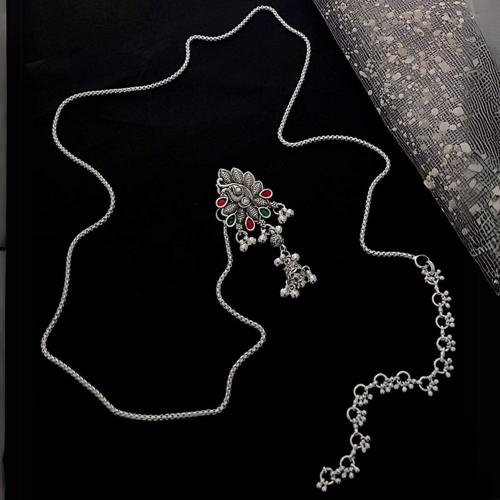 Buy Petalbite Silver Kandora Waist Belt Jewellery For Women Online | Roodap