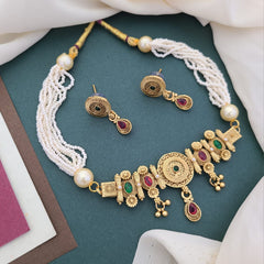 Buy Tetra Short Crystal Necklace Set For Girls & Women Online | Roodap