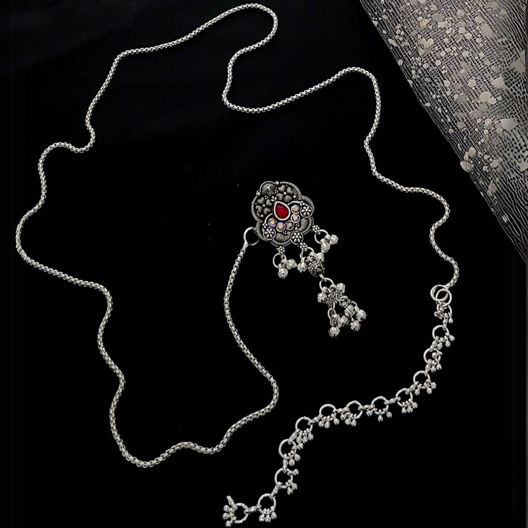 Buy Tiaza Silver Kandora Waist Belt Jewellery For Women Online | Roodap